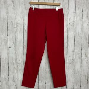 Krazy Larry Red Mid Rise Stretch Skinny Pull On Colorful Bright Ankle Pants 8